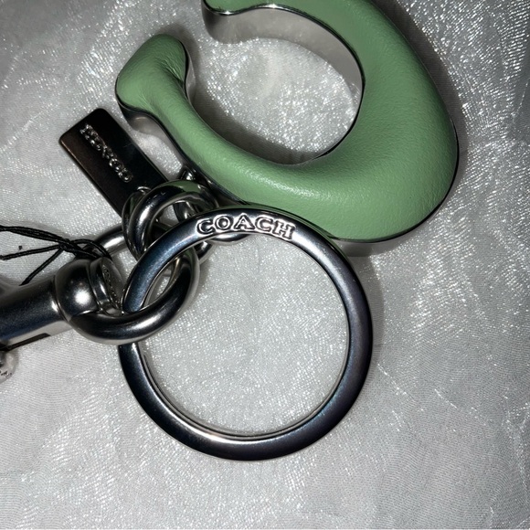 Coach Keyfob, Signature C leather and brushed nickel metal, NWT - Picture 2 of 9